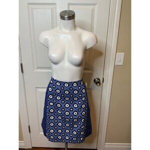 Boden Blue & White Floral & Geometric Patterned A-Line Skirt, 10R Size